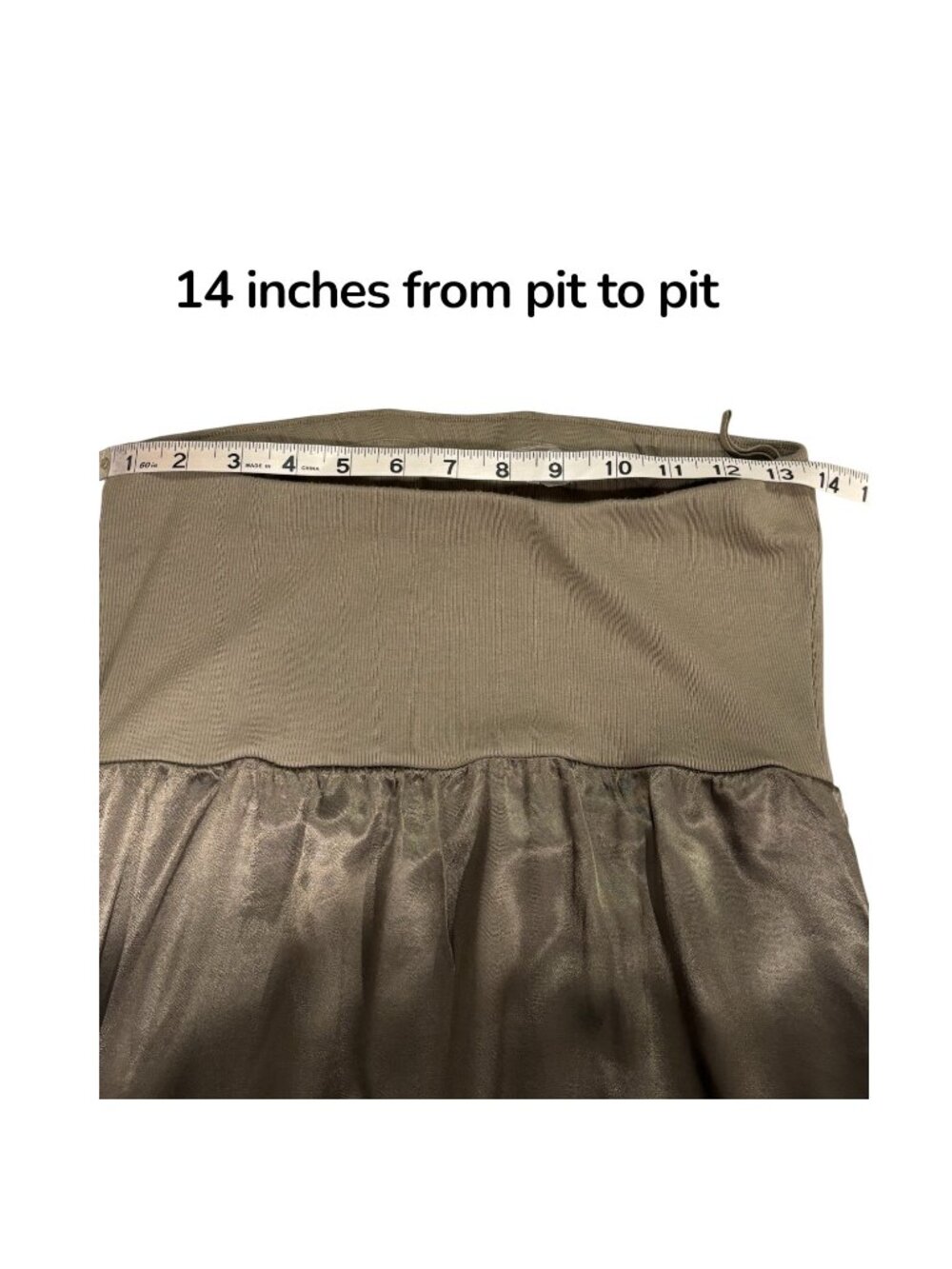 Michael Stars Strapless Tube Dress Small Olive Green Metallic Midi USA Stretch - Picture 9 of 10